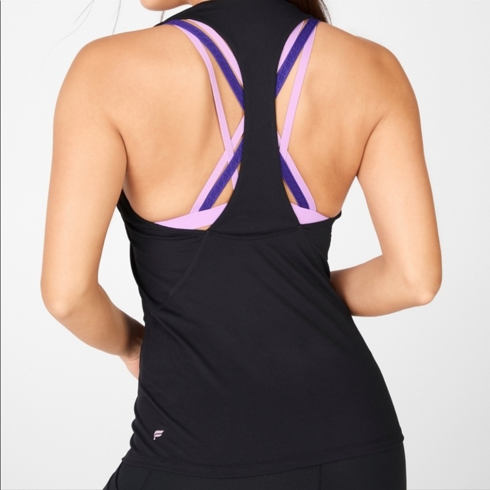 Fabletics Black and Purple Tank Top